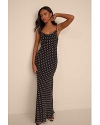Lulus - Adaria Polka Dot Cowl Neck Maxi Dress - Lyst