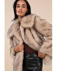 Ellen Tracy - Fox Faux Fur Collared Coat - Lyst