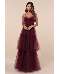 Lulus - Unforgettable Poise Tulle Bustier Tiered Maxi Dress - Lyst