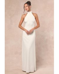 Lulus - Alaura Backless Halter Maxi Dress - Lyst