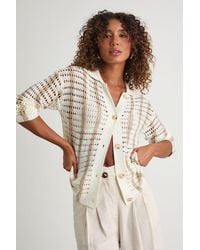 Lulus - Maysen And Striped Crochet Collared Cardigan - Lyst