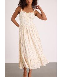 Lulus - Odilie Pale Floral Lace Sleeveless Midi Dress - Lyst
