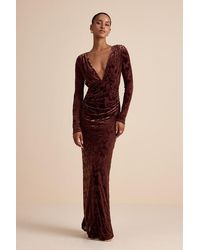 Lulus - Patricia Velvet Burnout Long Sleeve Maxi Dress - Lyst