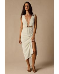 Lulus - Connie Lace Tie-Front Midi Dress - Lyst