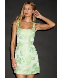 Lulus - Brighter Side Light Floral Satin Jacquard Mini Dress - Lyst