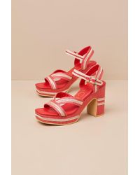 Matisse - Adelaide Raffia Embroidered Platform Ankle Strap Sandals - Lyst