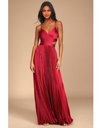 Lulus - Got The Glam Pleated Cutout Maxi Dress - Lyst