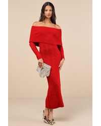 Lulus - Cozy Excellence Heather Off-The-Shoulder Sweater Dress - Lyst