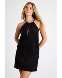 Lulus - Westlynn Suede Cutout Shift Mini Dress - Lyst