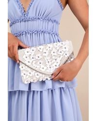 Lulus - Vinka Beaded Floral Sequin Rhinestone Clutch - Lyst