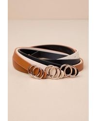 Lulus - Cute Finish Ivory And Skinny O-Buckle Belt Set - Lyst