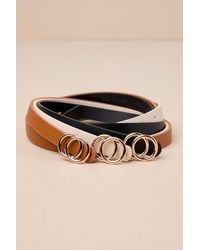 Lulus - Cute Finish Ivory And Skinny O-Buckle Belt Set - Lyst
