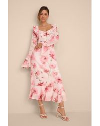 Lulus - Rylia And Floral Ruffled Midi Dress - Lyst