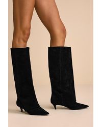 Steve Madden - Luca Suede Leather Slouchy Knee-High Kitten Heel Boots - Lyst