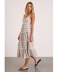 Lulus - Journi Striped Tiered Midi Dress - Lyst