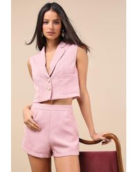 Lulus - Perfect Company Tweed High-Waisted Shorts - Lyst