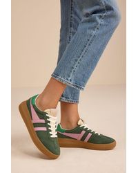 Gola - Athena Evergreen And Suede Leather Sneakers - Lyst