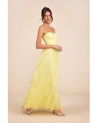 Lulus - Delightful Beauty Strapless Ruched Ruffled Maxi Dress - Lyst