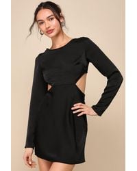 Lulus - Rooftop Soiree Satin Long Sleeve Backless Mini Dress - Lyst