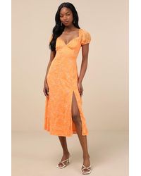 Lulus - Blossoming With Charm Embroidered Tie-Back Midi Dress - Lyst