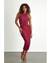 Lulus - Poised Attitude Halter Cutout Twist-Front Midi Dress - Lyst