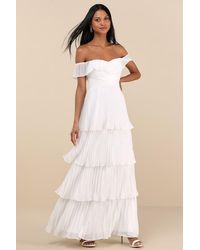 Lulus - Always Remarkable Pleated Off-The-Shoulder Maxi Dress - Lyst