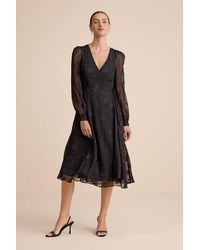 Lulus - Evening Of Elegance Floral Jacquard Wrap Midi Dress - Lyst