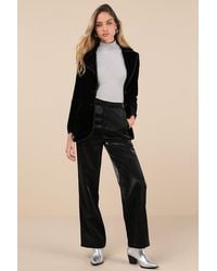 Lulus - Confirmedly Chic Shiny High-Rise Wide-Leg Trouser Pants - Lyst