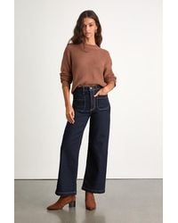 Just Black - Halston Dark Wash Denim Wide-Leg High-Rise Jeans - Lyst
