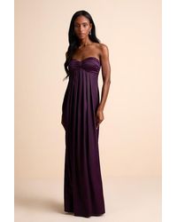 Lulus - Memorable Entrance Dark Strapless Satin Maxi Dress - Lyst
