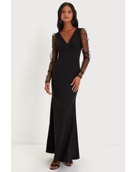 Lulus - Carpet Energy Tulle Long Sleeve Mermaid Maxi Dress - Lyst