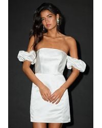 Lulus - Significant Sensation Satin Off-The-Shoulder Mini Dress - Lyst