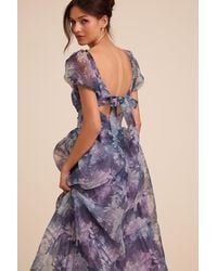 Lulus - Lovely Statement Floral Organza Tie-Back Midi Dress - Lyst