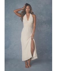 Lulus - Fern Cream Halter Column Midi Dress - Lyst