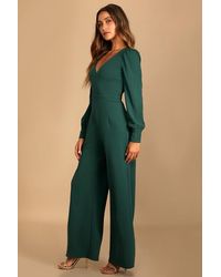 Lulus - Celebrating Romance Long Sleeve Wide-Leg Jumpsuit - Lyst