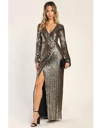 Lulus - Love Lasts Forever Sequin Long Sleeve Maxi Dress - Lyst