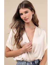 Lulus - Gleaming Addition And Beaded Layered Necklace - Lyst