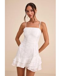 Lulus - Days With You Floral Burnout Ruffled Mini Dress - Lyst