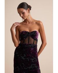 Lulus - Breathtaking View Mesh Burnout Velvet Strapless Maxi Dress - Lyst