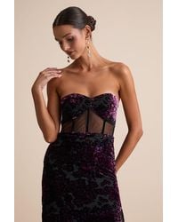 Lulus - Breathtaking View Mesh Burnout Velvet Strapless Maxi Dress - Lyst
