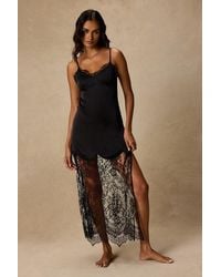 Lulus - Jesse Satin Lace Maxi Lingerie Slip - Lyst