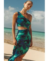 Lulus - Ismerida And Abstract Mesh One-Shoulder Midi Dress - Lyst