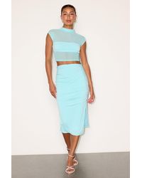 Lulus - Kiara Light Aqua Mesh Two-Piece Midi Dress - Lyst