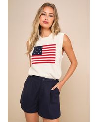 Lulus - Stylish Liberty American Flag Knit Crew Neck Sweater Vest - Lyst
