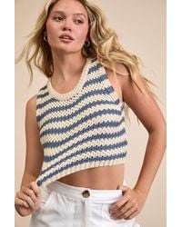 Lulus - Marielle And Striped Crop Sweater Tank Top - Lyst