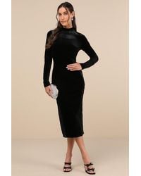 Lulus - Eloquent Drama Velvet Mock Neck Midi Dress - Lyst