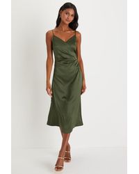 Lulus - Simplicity Of Love Satin A-Line Midi Dress - Lyst