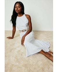 Lulus - Shya Striped Crochet Lace Midi Dress - Lyst