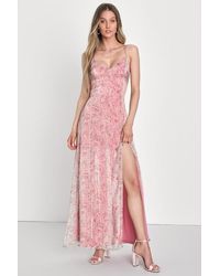 Lulus - Forever Dreamy Floral Organza Backless Maxi Dress - Lyst