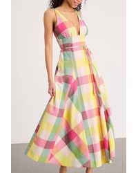 Lulus - Jonna Multi Gingham Sleeveless Midi Dress - Lyst